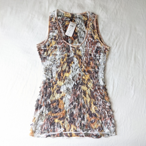 Cache Sleeveless Tiered Lettuce Hem Top New - Picture 1 of 8